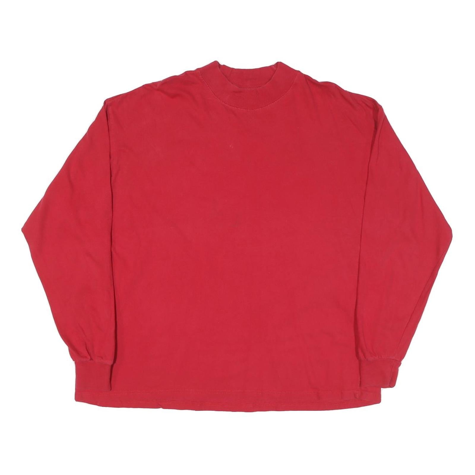 LEE Mens Red Plain Long Sleeve Crew Neck Cotton Blend XL Casual T-Shirt