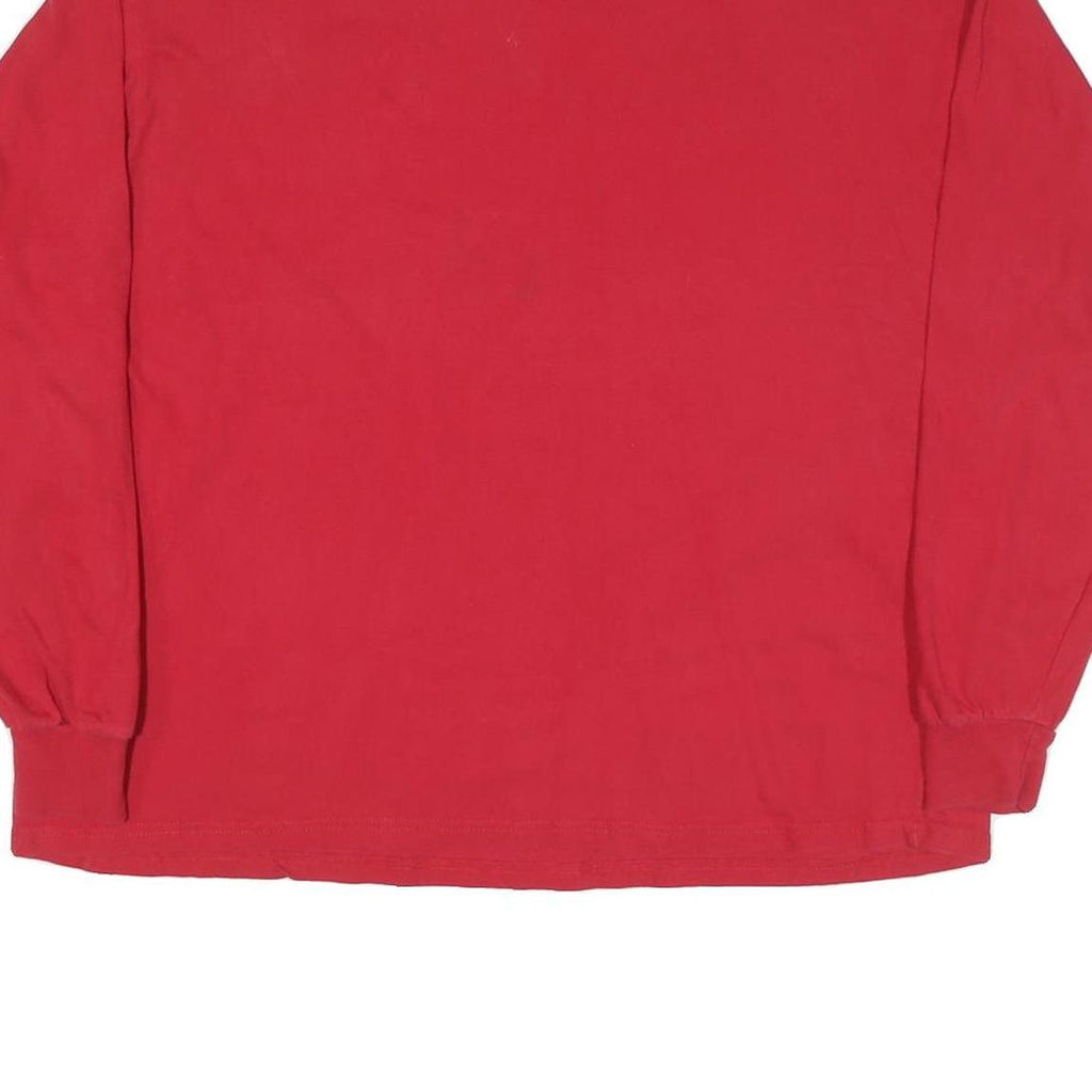 LEE Mens Red Plain Long Sleeve Crew Neck Cotton Blend XL Casual T-Shirt