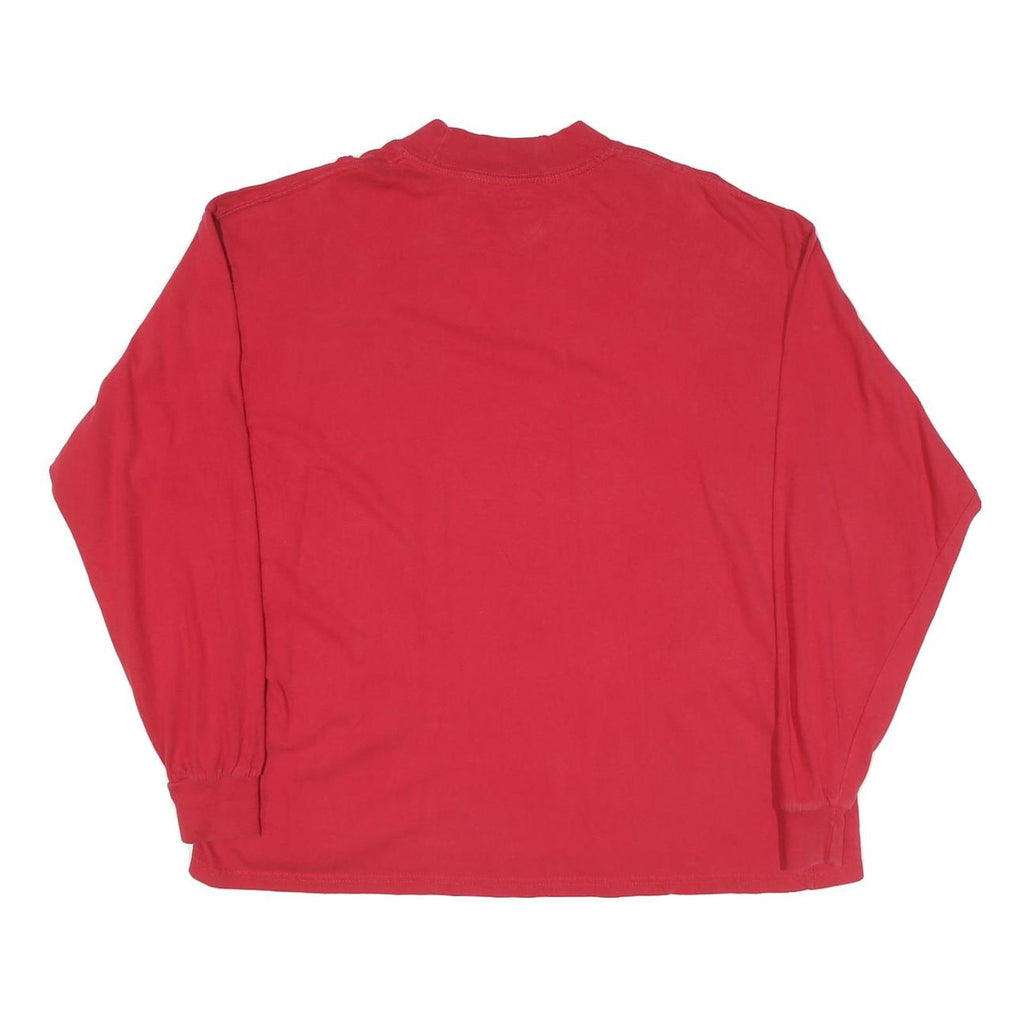 LEE Mens Red Plain Long Sleeve Crew Neck Cotton Blend XL Casual T-Shirt