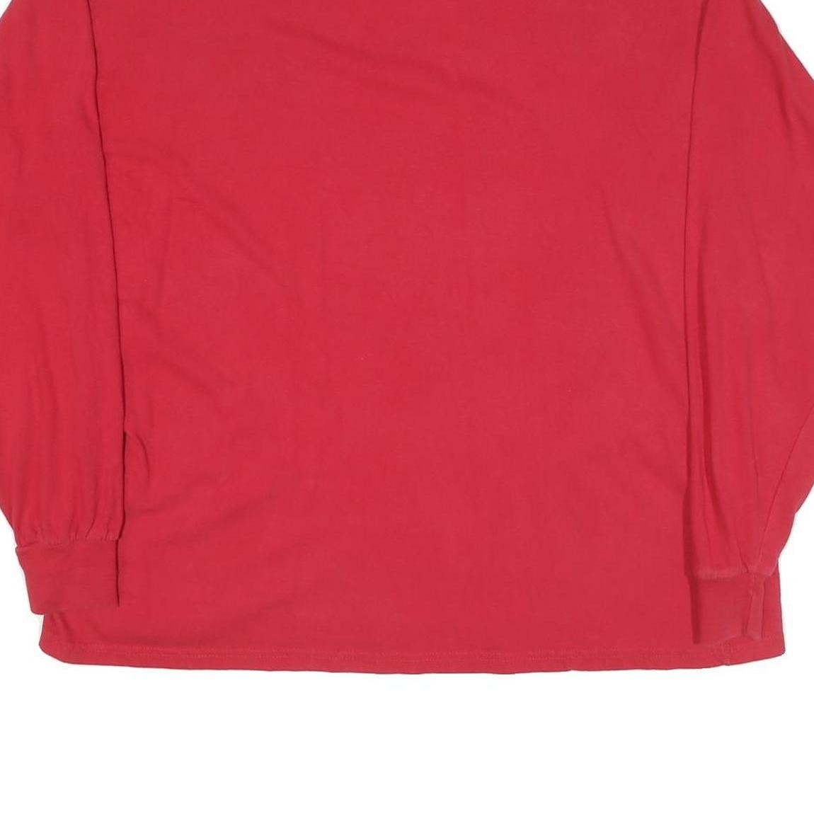 LEE Mens Red Plain Long Sleeve Crew Neck Cotton Blend XL Casual T-Shirt