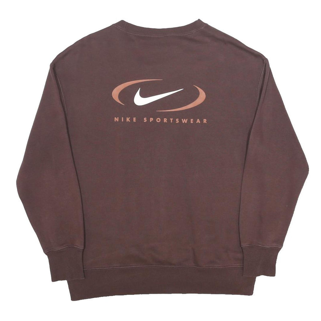NIKE Womens Brown Cotton Blend Sweatshirt XS Crew Neck Casual Pullover
