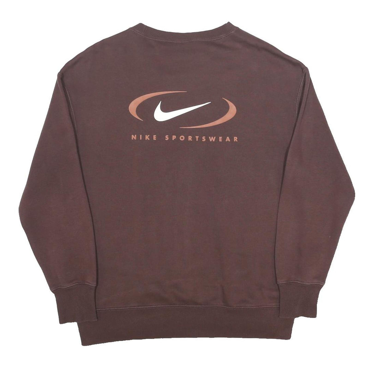 NIKE Womens Brown Cotton Blend Sweatshirt XS Crew Neck Casual Pullover