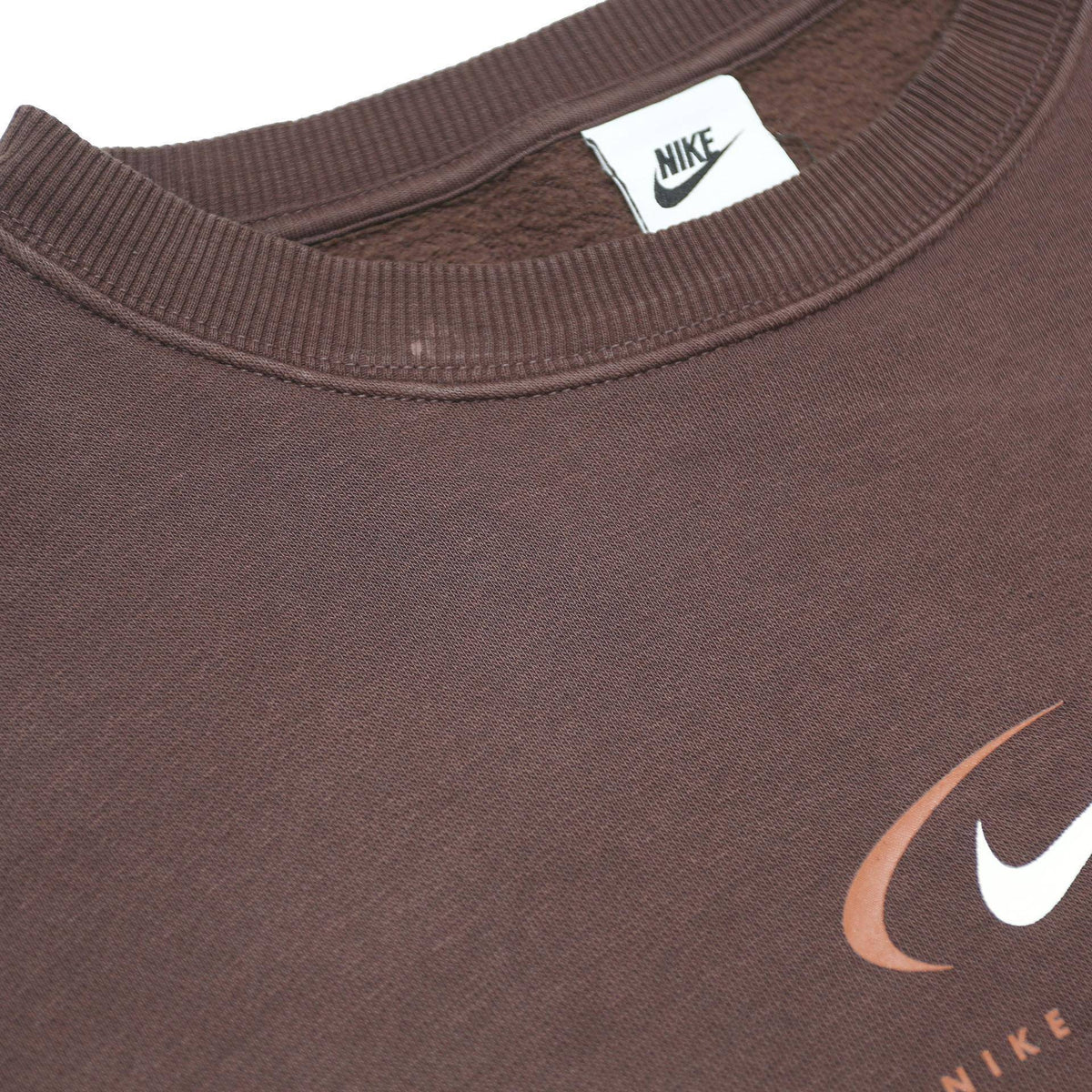NIKE Womens Brown Cotton Blend Sweatshirt XS Crew Neck Casual Pullover