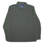 NAUTICA Mens Green Long Sleeve Plain Polo Shirt L Cotton Blend Classic Fit