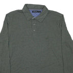 NAUTICA Mens Green Long Sleeve Plain Polo Shirt L Cotton Blend Classic Fit