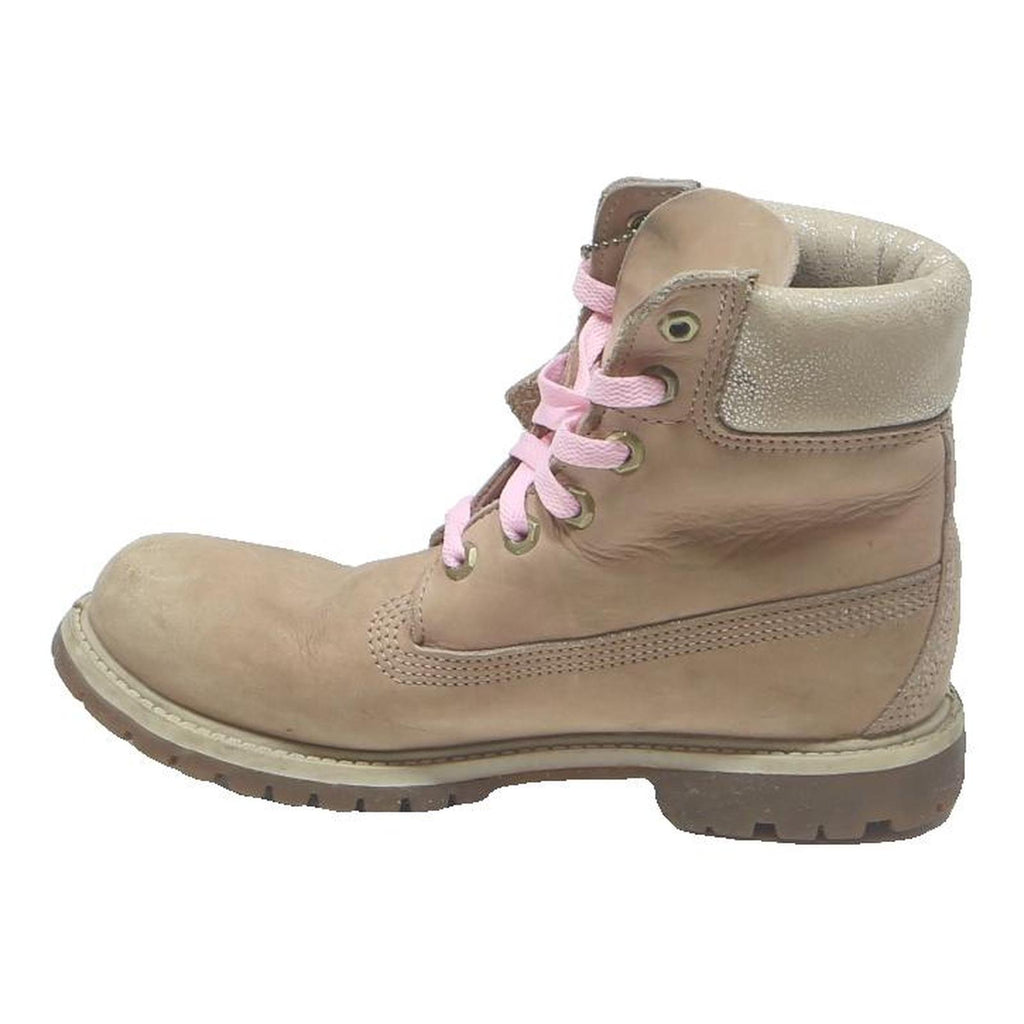 TIMBERLAND Pink Laces Womens Lace-Up Leather Boots UK 2 Durable Waterproof