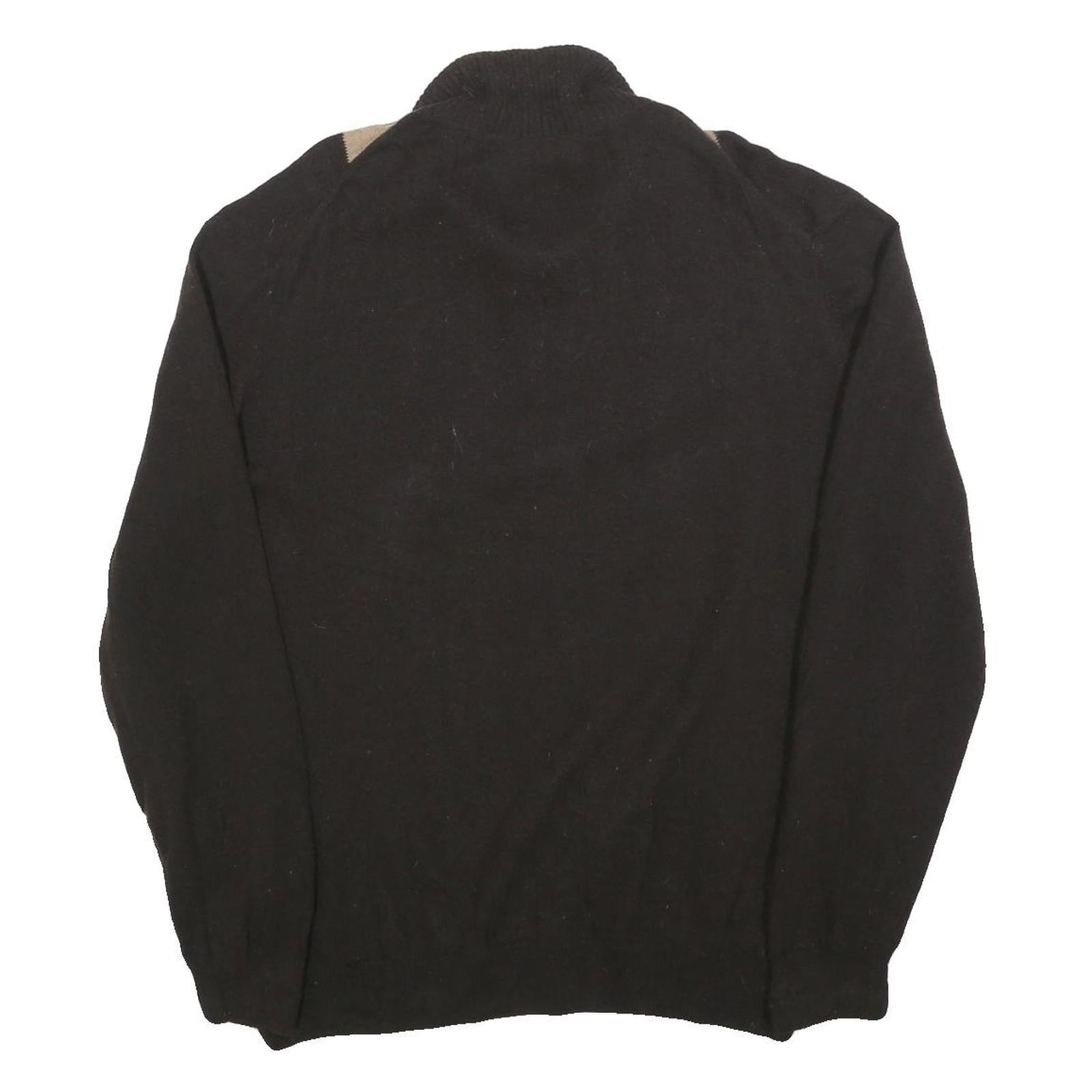 CACHEMIRAS Mens Black Beige & Orange Argyle Patterned Wool Blend Jumper XL Half