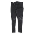 LEVI'S 710 Womens Slim Black Denim Jeans W30 L30 Distressed Cotton Blend Zip