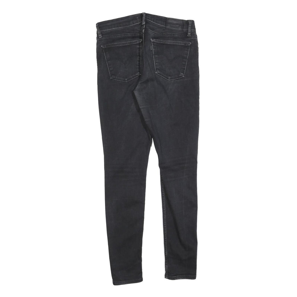 LEVI'S 710 Womens Slim Black Denim Jeans W30 L30 Distressed Cotton Blend Zip