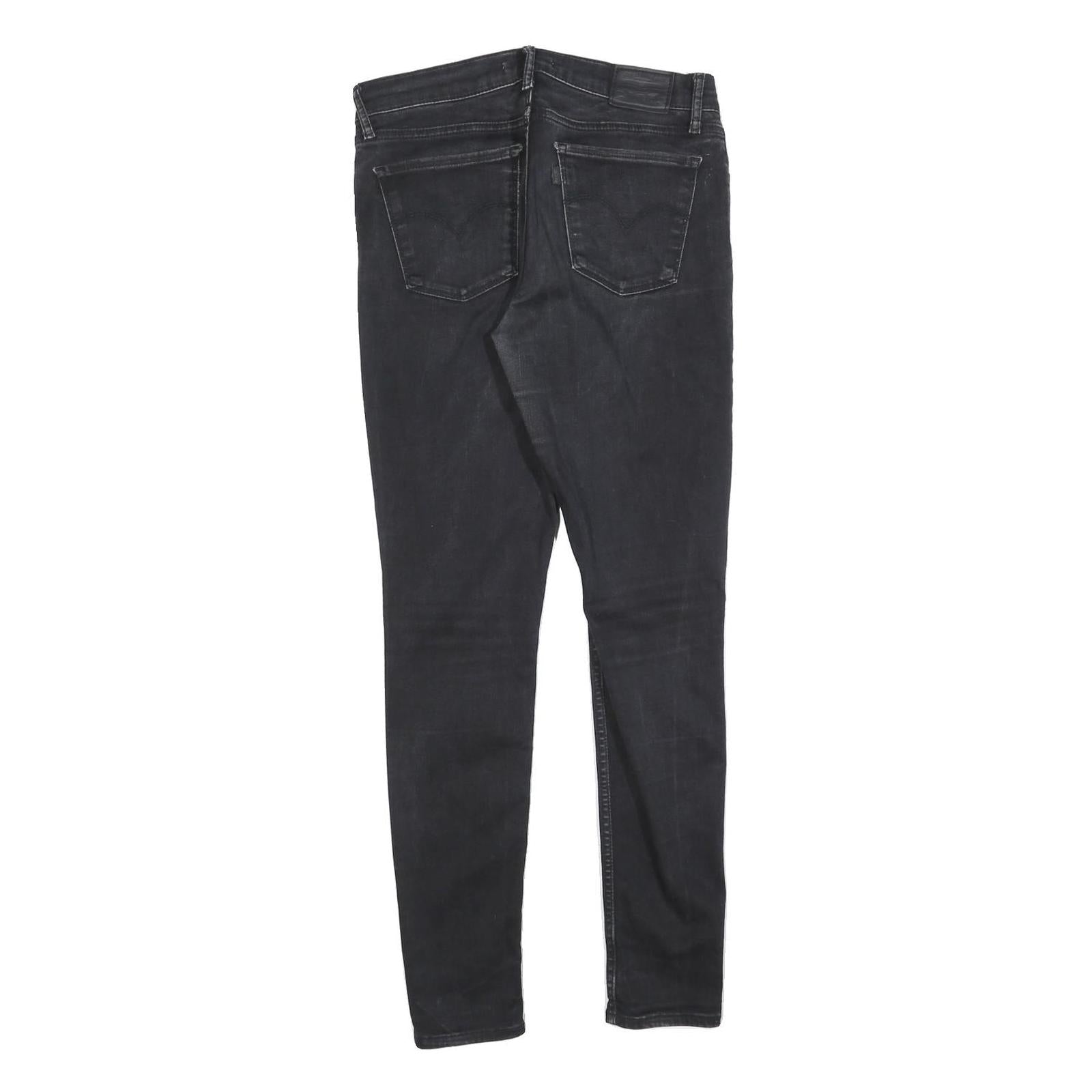 LEVI'S 710 Womens Slim Black Denim Jeans W30 L30 Distressed Cotton Blend Zip