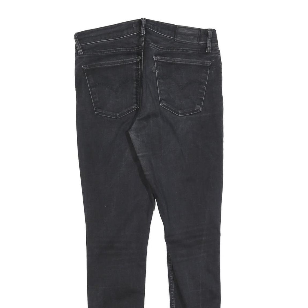 LEVI'S 710 Womens Slim Black Denim Jeans W30 L30 Distressed Cotton Blend Zip