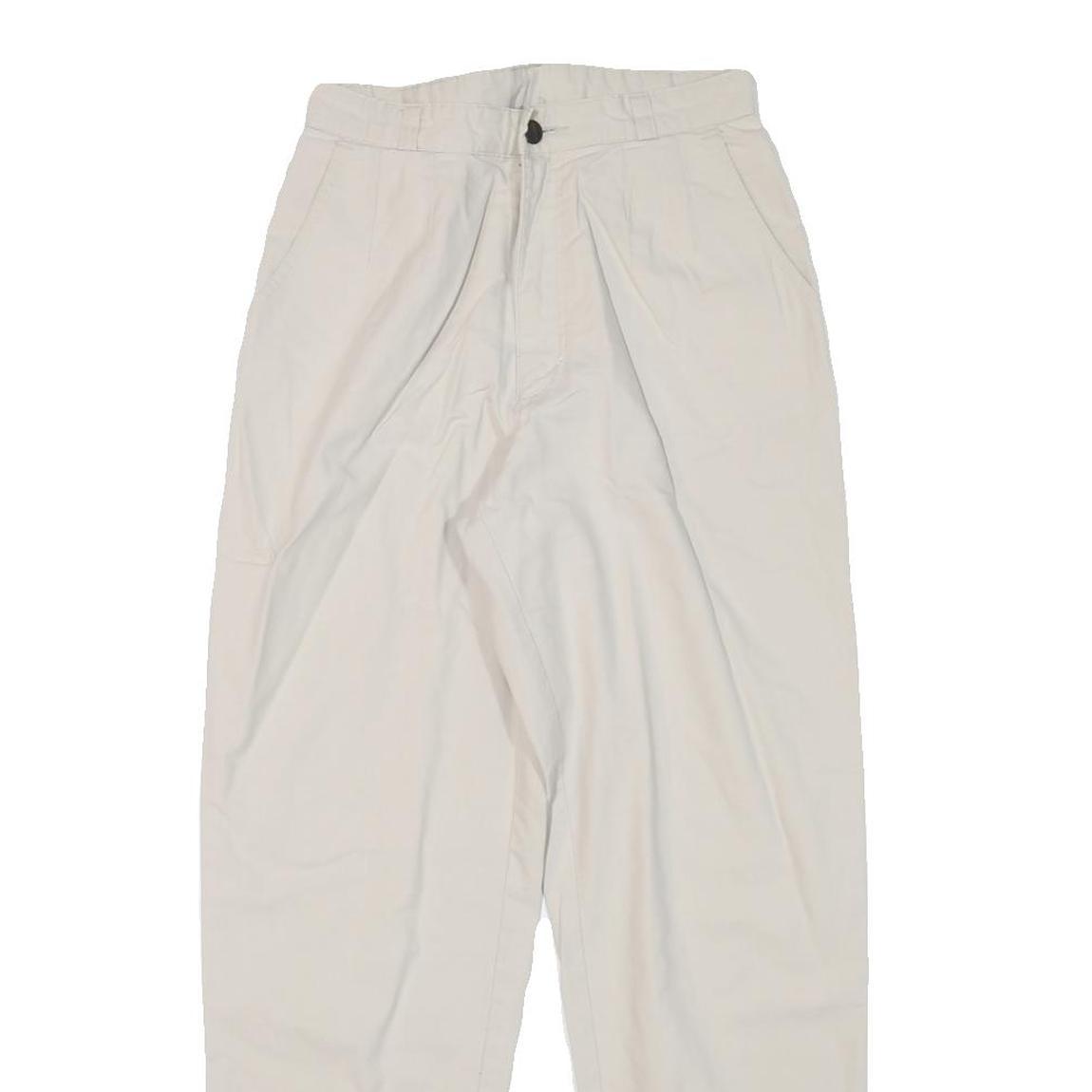 BARBADOS Womens Cotton Blend Beige Relaxed Straight Trousers W25 L27 Classic Zip