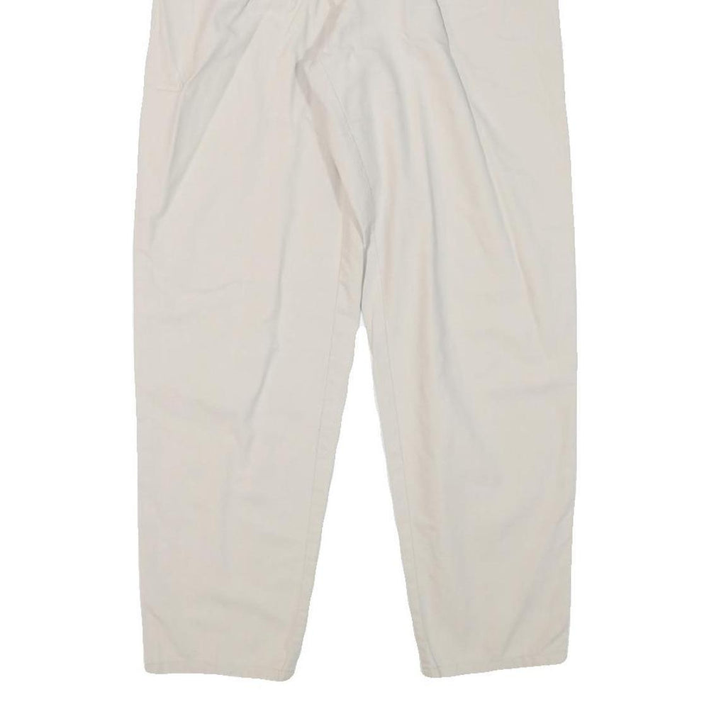 BARBADOS Womens Cotton Blend Beige Relaxed Straight Trousers W25 L27 Classic Zip