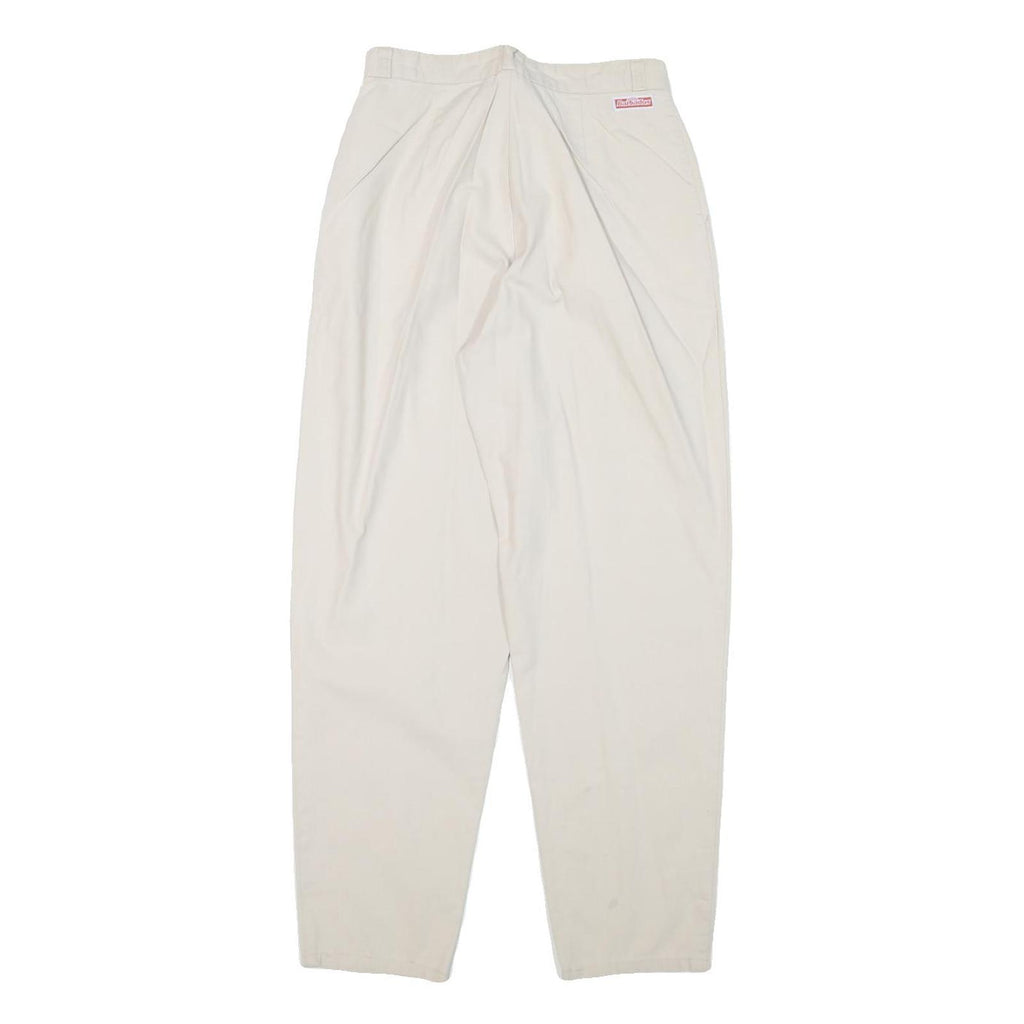 BARBADOS Womens Cotton Blend Beige Relaxed Straight Trousers W25 L27 Classic Zip