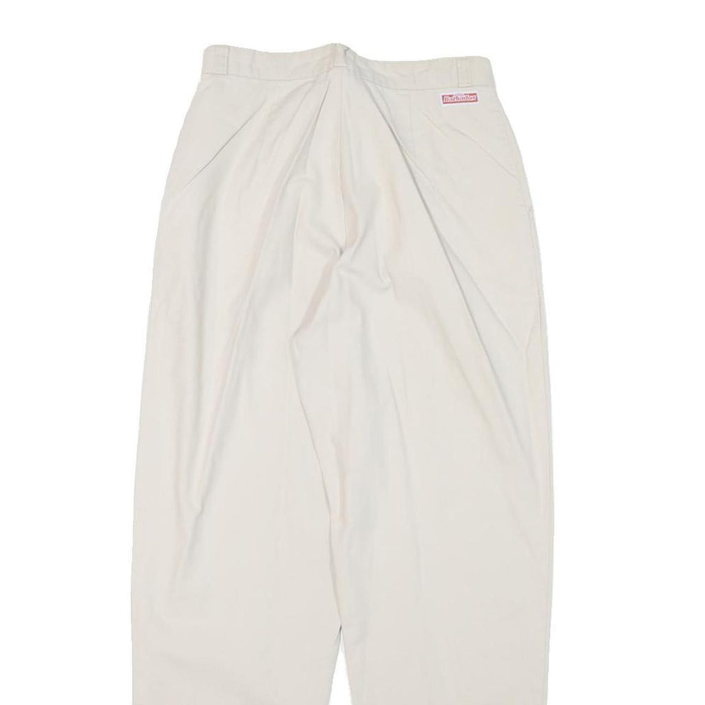 BARBADOS Womens Cotton Blend Beige Relaxed Straight Trousers W25 L27 Classic Zip