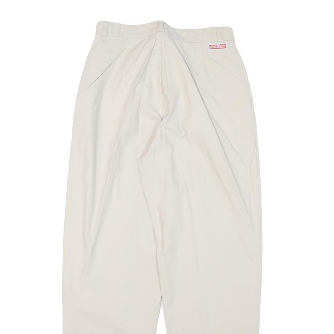 BARBADOS Womens Cotton Blend Beige Relaxed Straight Trousers W25 L27 Classic Zip