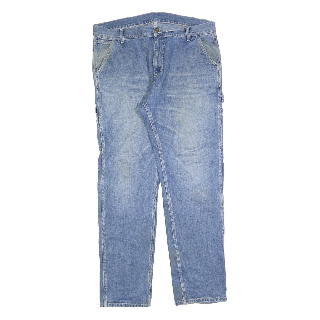 CARHARTT Mens Jeans Blue Regular Straight Denim Rinse W38 L34 Workwear