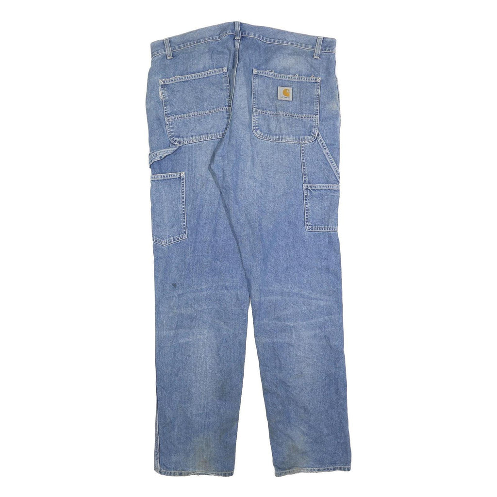 CARHARTT Mens Jeans Blue Regular Straight Denim Rinse W38 L34 Workwear