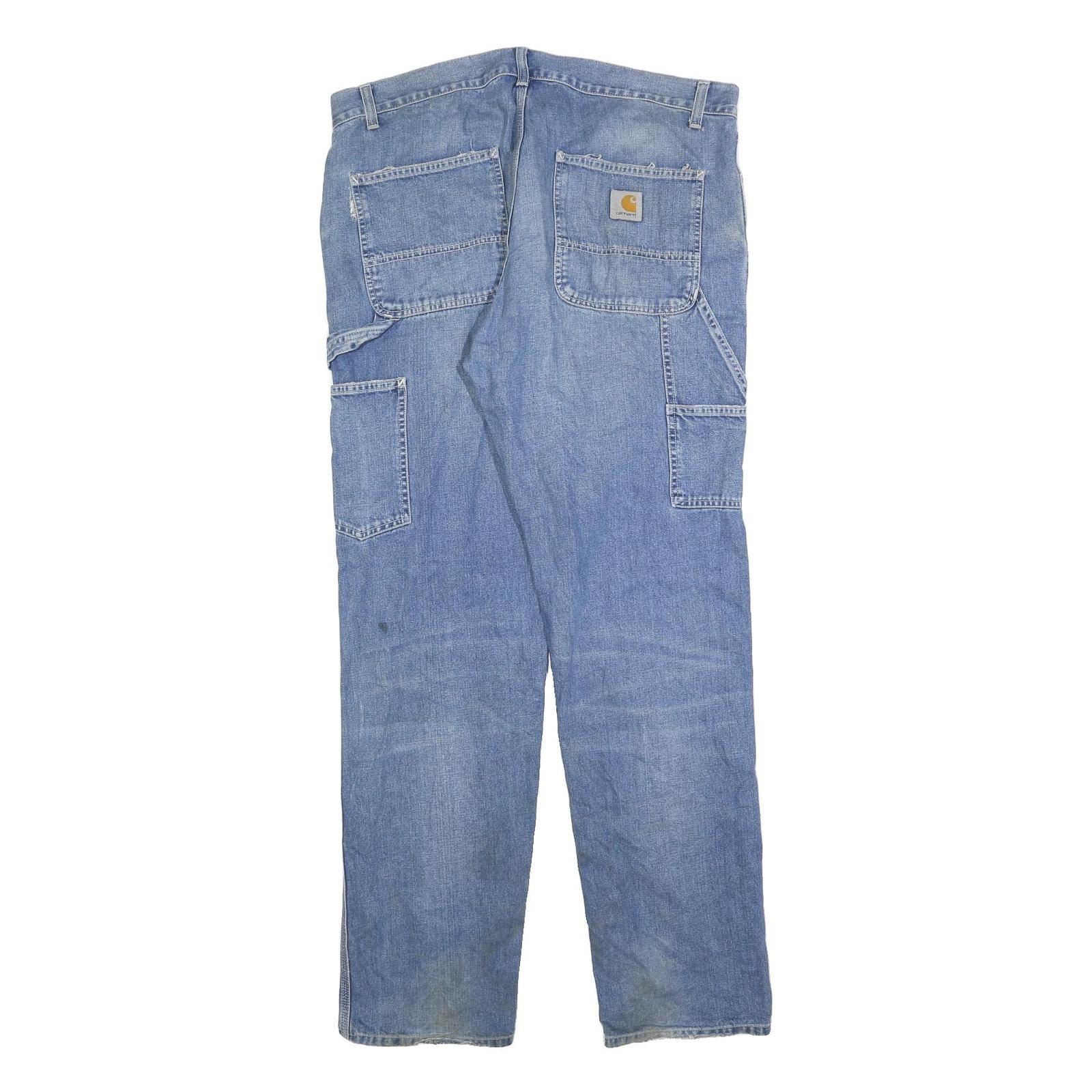 CARHARTT Mens Jeans Blue Regular Straight Denim Rinse W38 L34 Workwear
