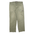 DICKIES Mens Cotton Blend Beige Regular Straight Trousers W32 L30 Workwear Zip