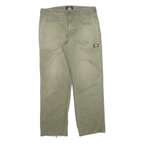 DICKIES Mens Cotton Blend Beige Regular Straight Trousers W32 L30 Workwear Zip