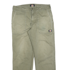 DICKIES Mens Cotton Blend Beige Regular Straight Trousers W32 L30 Workwear Zip