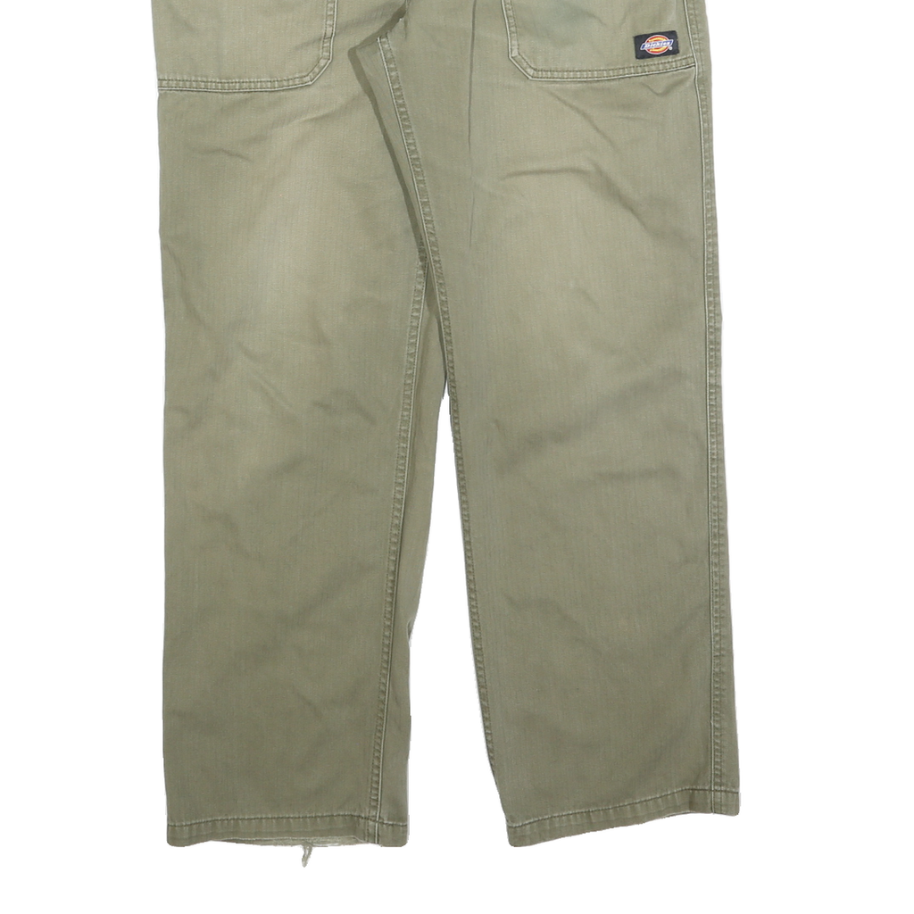 DICKIES Mens Cotton Blend Beige Regular Straight Trousers W32 L30 Workwear Zip