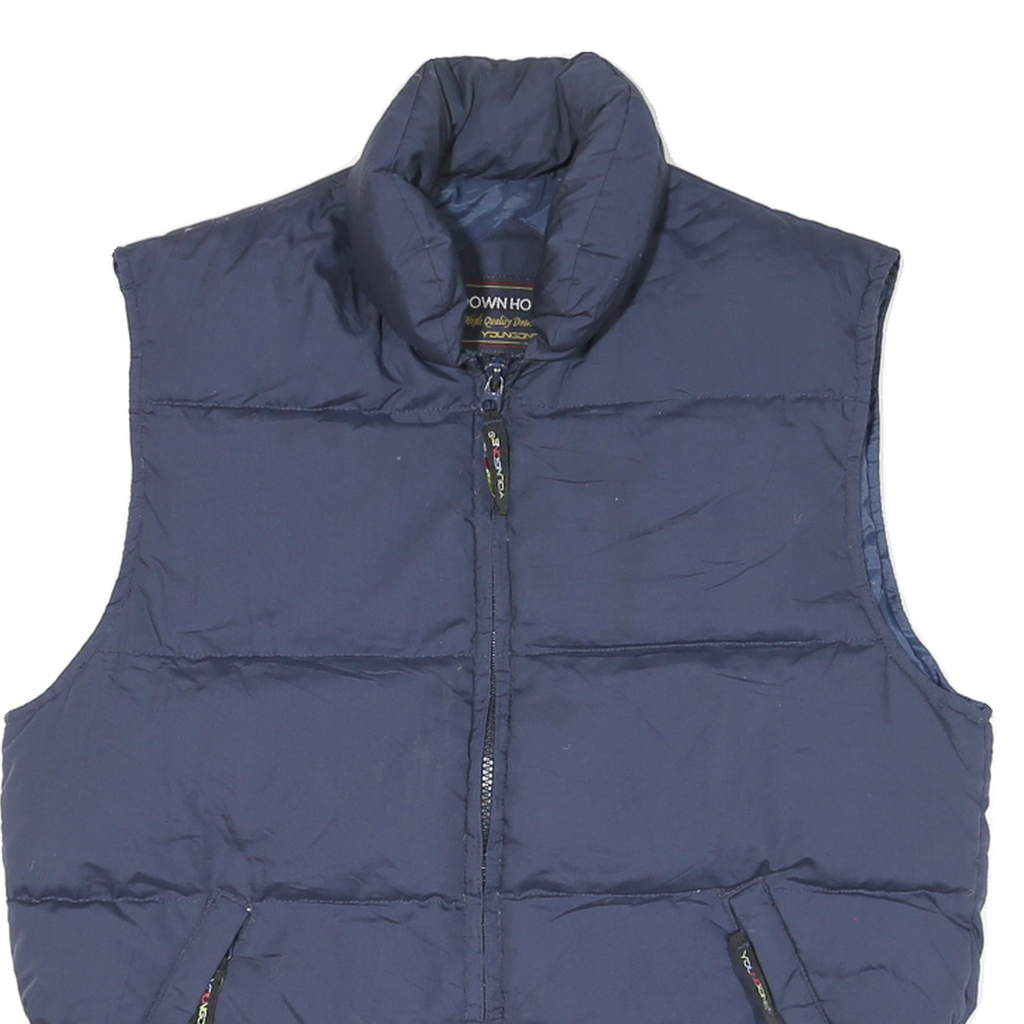 DOWN HOUSE Mens Blue Sleeveless Puffer Jacket M Polyester Blend Zip Casual