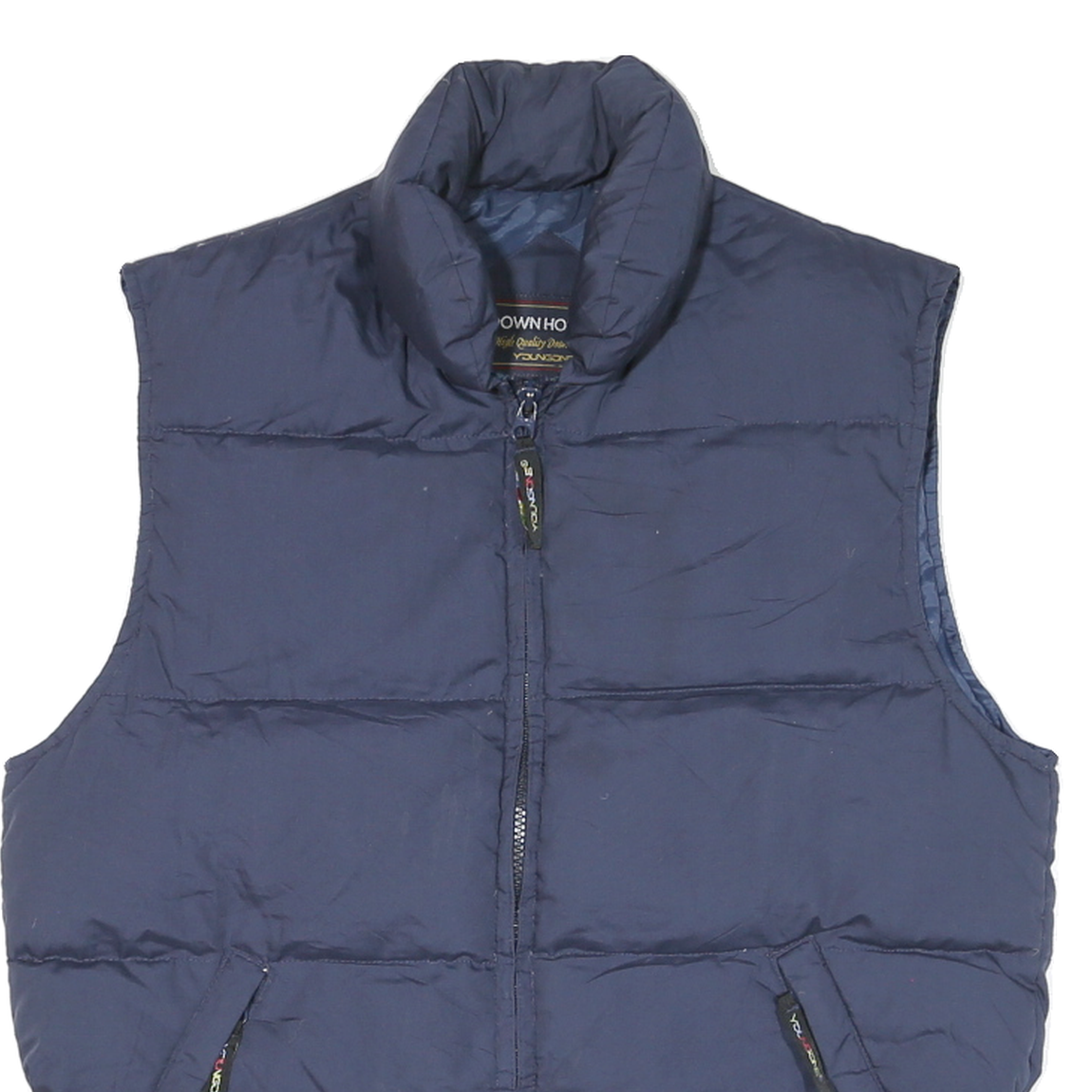 DOWN HOUSE Mens Blue Sleeveless Puffer Jacket M Polyester Blend Zip Casual