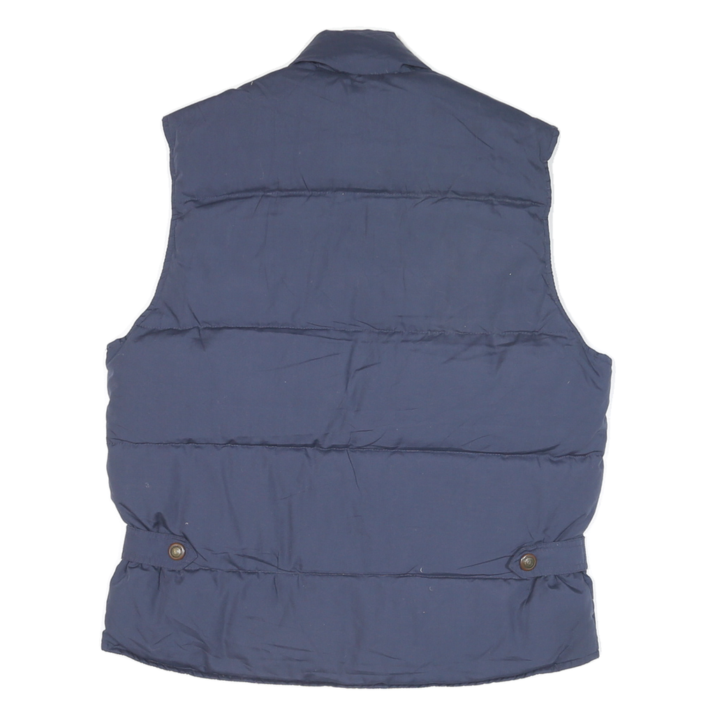 DOWN HOUSE Mens Blue Sleeveless Puffer Jacket M Polyester Blend Zip Casual