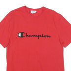 CHAMPION Mens Red Graphic T-Shirt M Short Sleeve Crew Neck Logo Embroidered