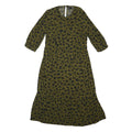NOBODY'S CHILD Womens Olive Green & Black Floral Viscose Midi Dress 3/4 Sleeve