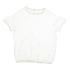 MILLA STAR Womens White Printed Top Short Sleeve Round Neck M Casual