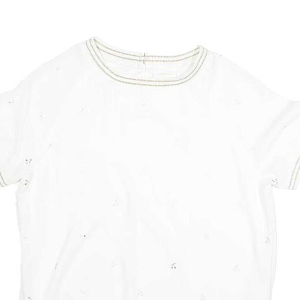 MILLA STAR Womens White Printed Top Short Sleeve Round Neck M Casual
