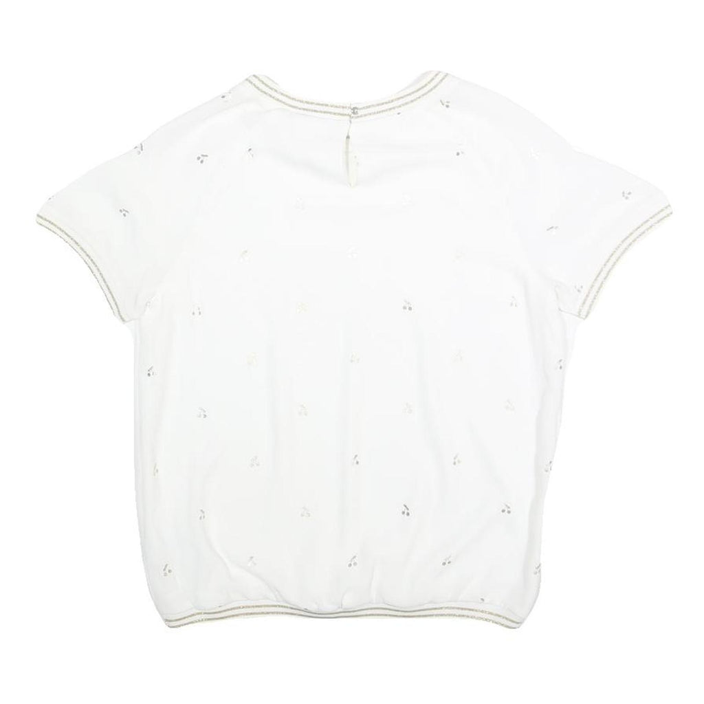 MILLA STAR Womens White Printed Top Short Sleeve Round Neck M Casual