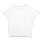 MILLA STAR Womens White Printed Top Short Sleeve Round Neck M Casual