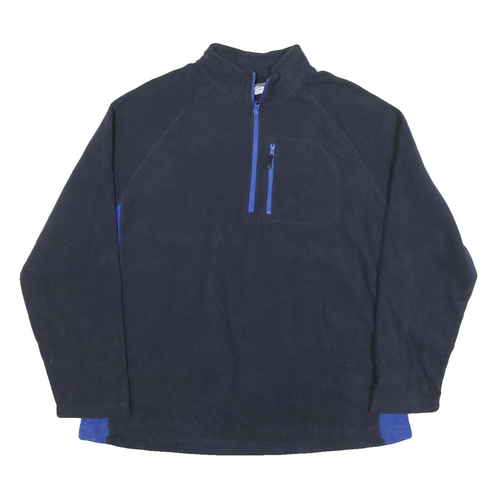 STARTER Mens Black & Blue Plain Polyester Blend Jumper Crew Neck Pullover XL