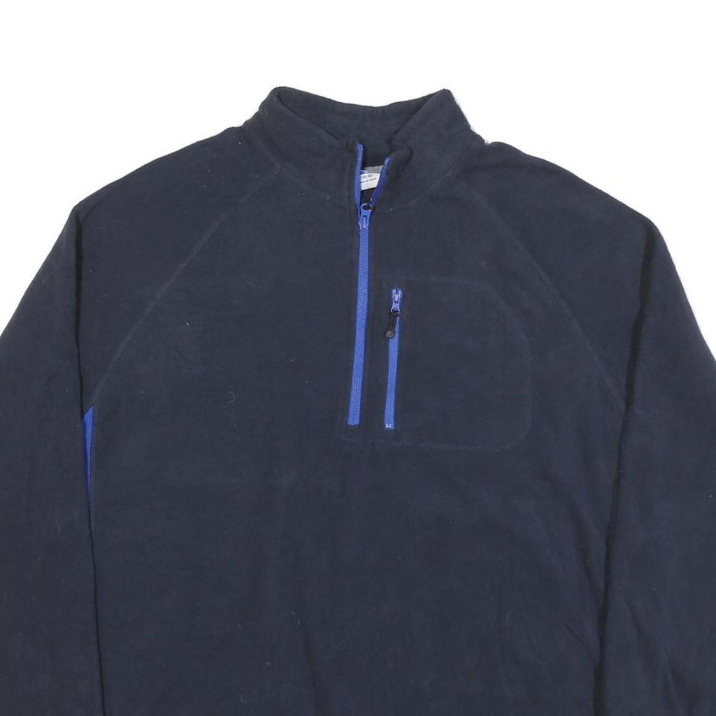 STARTER Mens Black & Blue Plain Polyester Blend Jumper Crew Neck Pullover XL