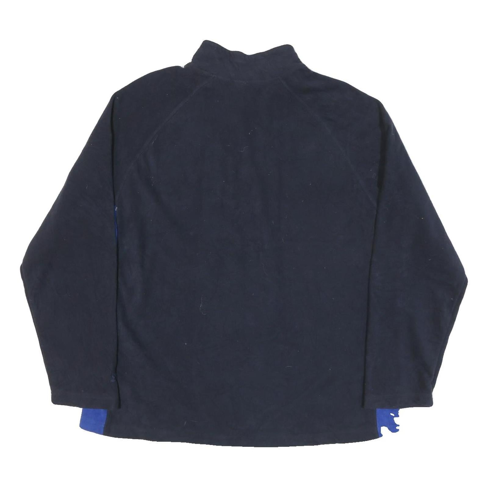 STARTER Mens Black & Blue Plain Polyester Blend Jumper Crew Neck Pullover XL