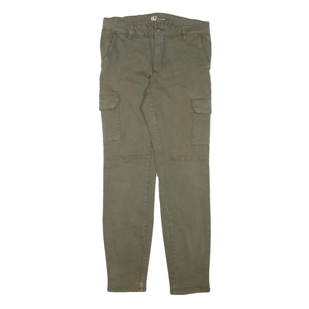 Womens Slim Fit Olive Green Cotton Blend Slim Tapered Trousers W30 L29 Cargo