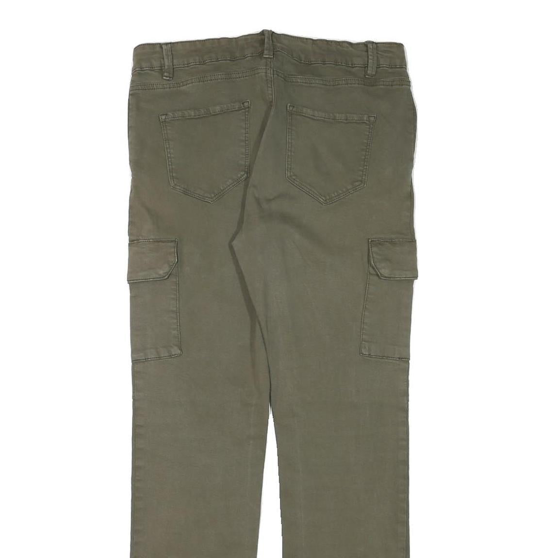 Womens Slim Fit Olive Green Cotton Blend Slim Tapered Trousers W30 L29 Cargo