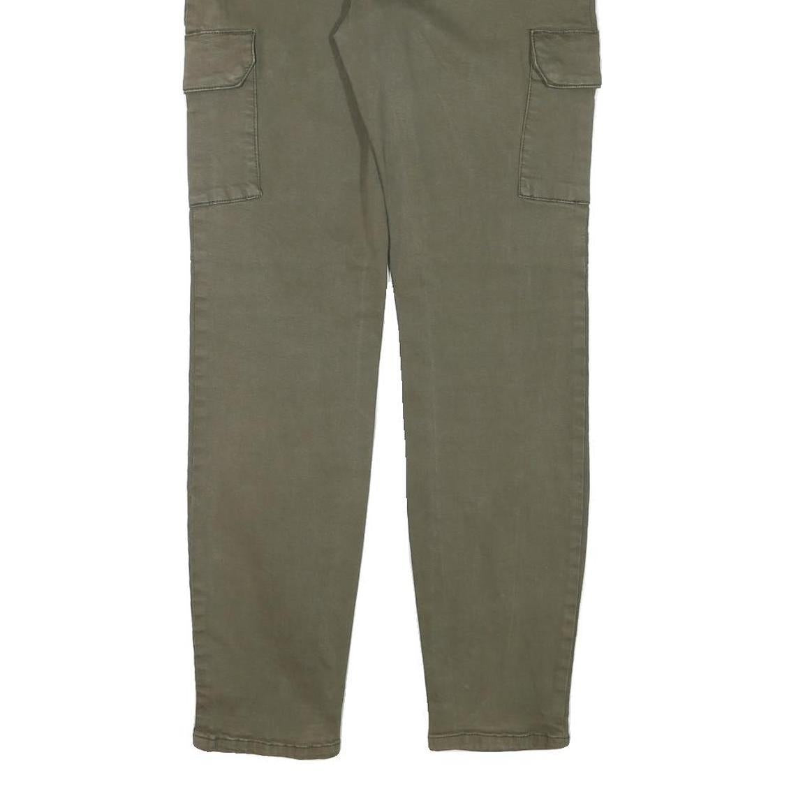 Womens Slim Fit Olive Green Cotton Blend Slim Tapered Trousers W30 L29 Cargo