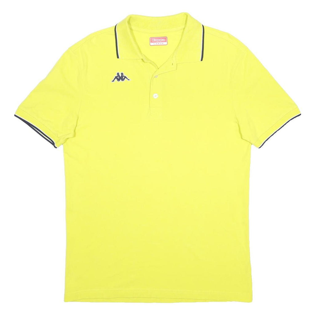 KAPPA Mens Yellow Short Sleeve Plain L Cotton Blend Polo Shirt
