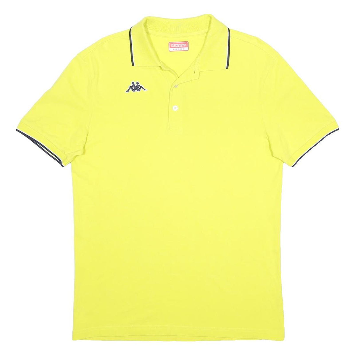 KAPPA Mens Yellow Short Sleeve Plain L Cotton Blend Polo Shirt