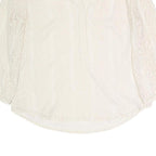 TALBOTS Womens Cream Cotton Blend Printed Blouse 3/4 Sleeve Round Neck M Light