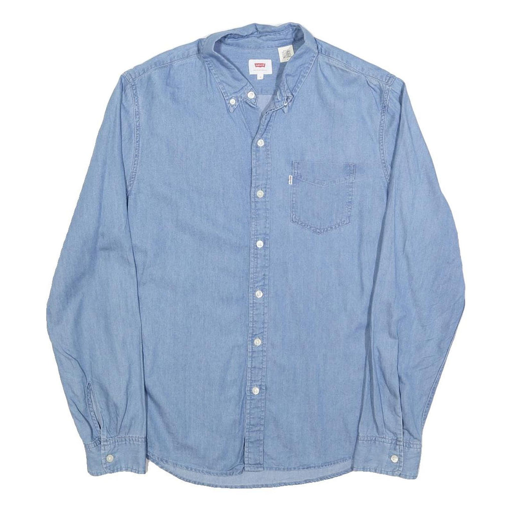 LEVI'S Mens Blue Denim Shirt M Cotton Blend Button Collar Casual Long Sleeve