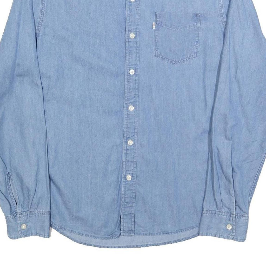 LEVI'S Mens Blue Denim Shirt M Cotton Blend Button Collar Casual Long Sleeve