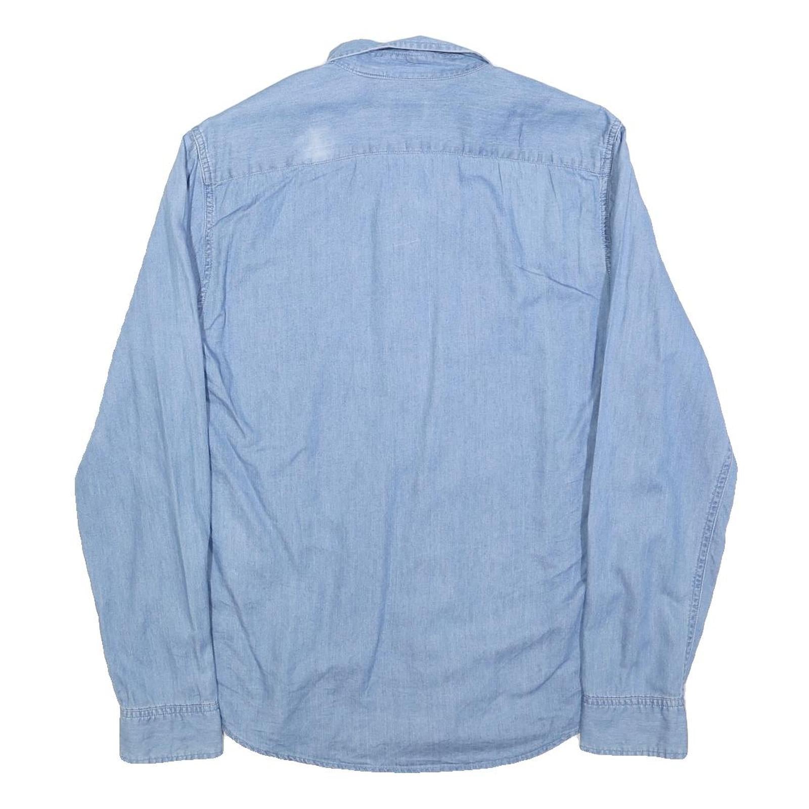 LEVI'S Mens Blue Denim Shirt M Cotton Blend Button Collar Casual Long Sleeve