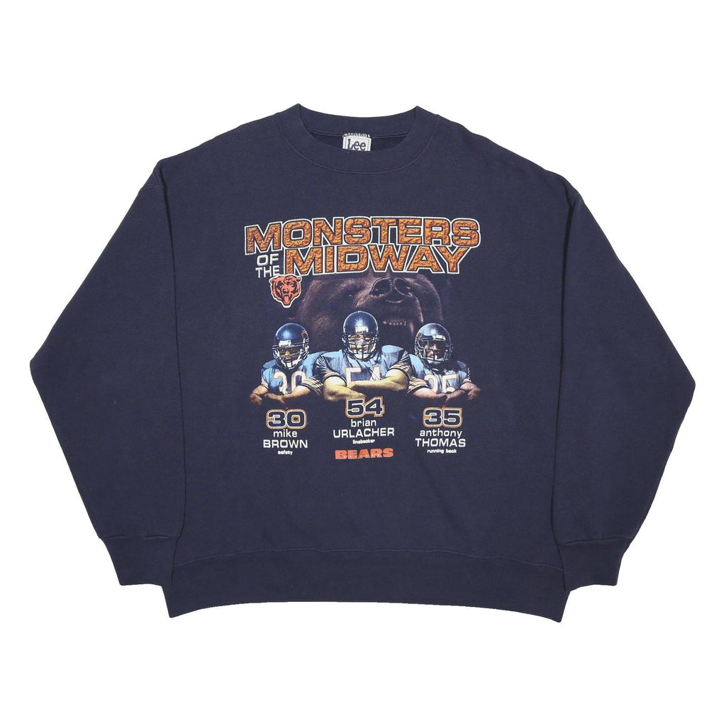 LEE Mens Navy Blue Monsters Of The Midway Crew Neck XL Graphic Sweatshirt