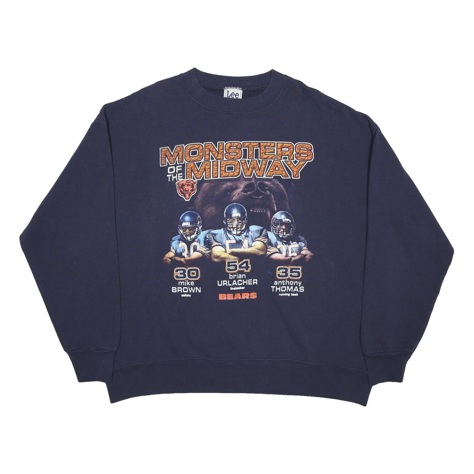 LEE Mens Navy Blue Monsters Of The Midway Crew Neck XL Graphic Sweatshirt